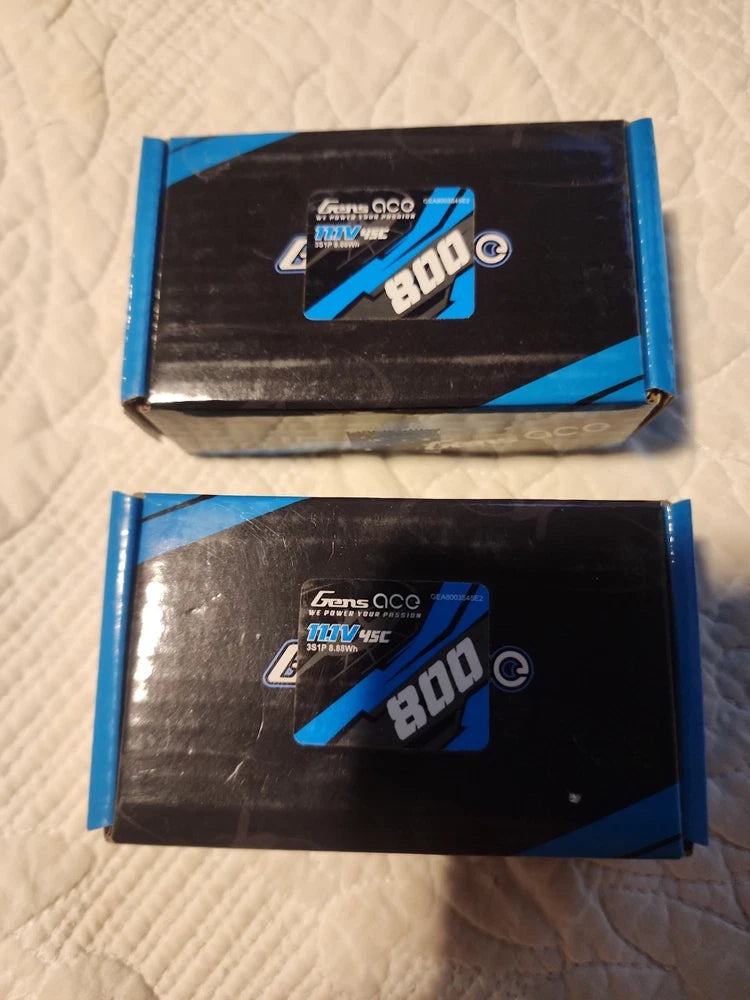 Lot Of 2. Gens Ace 3S LiPo Battery 45C (11.1V/800mAh)  GEA8003S45E2 Battery