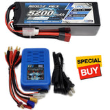 NHX Muscle Pack 3S 11.1V 5200mAh 100C Lipo Battery w/ DEANS Plug / EZ6 Charger Battery