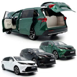 1:24 diecast MPV model car set in green and white, open door