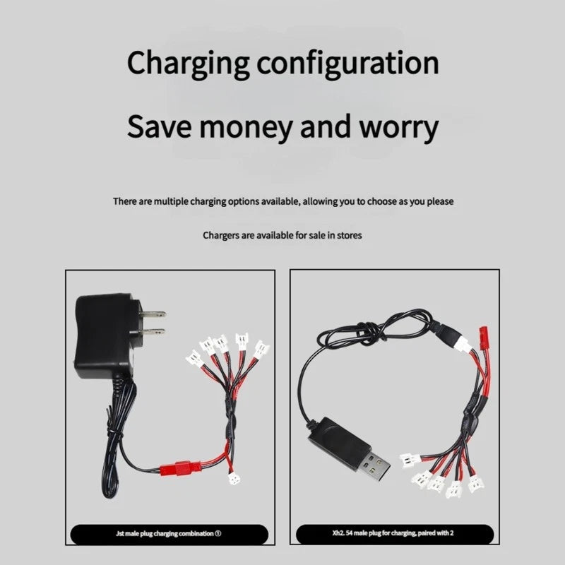 5 in 1 XH2.54 Plug 3.7V Li-Po Battery Charging Cord for V911/H36 Portable Battery