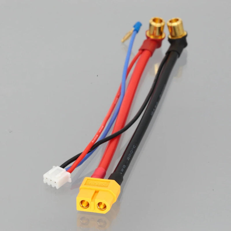 LiPo Battery Charge Balance Cable XT60 female to 8mm Bullet JST-XH 2S 2mm banana