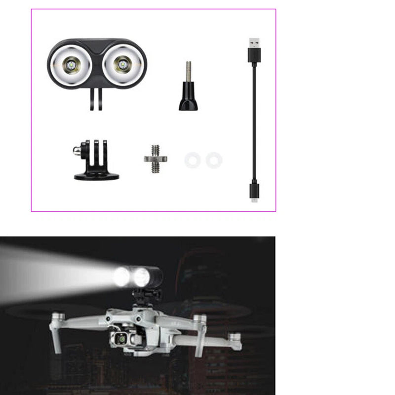 LED searchlight night flight light lamp accessory set with dual round LEDs and cables