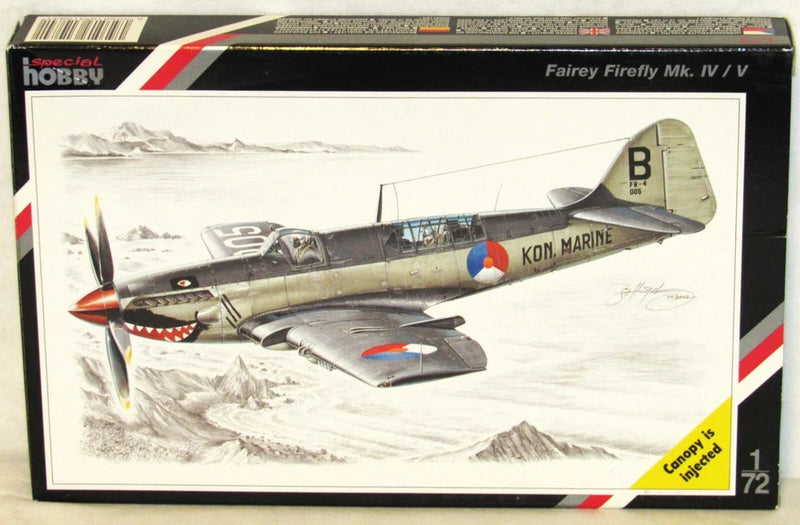 1:72 Fairey Firefly Mk. IV/V scale model kit box with aircraft artwork
