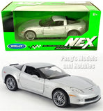 2007 Chevrolet Corvette Z06 C6 1/24 Scale Diecast Model by Welly - SILVER w/ BOX