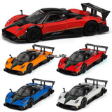 1:32 alloy diecast sports car toy set, red car with open doors/wing, multiple colors shown