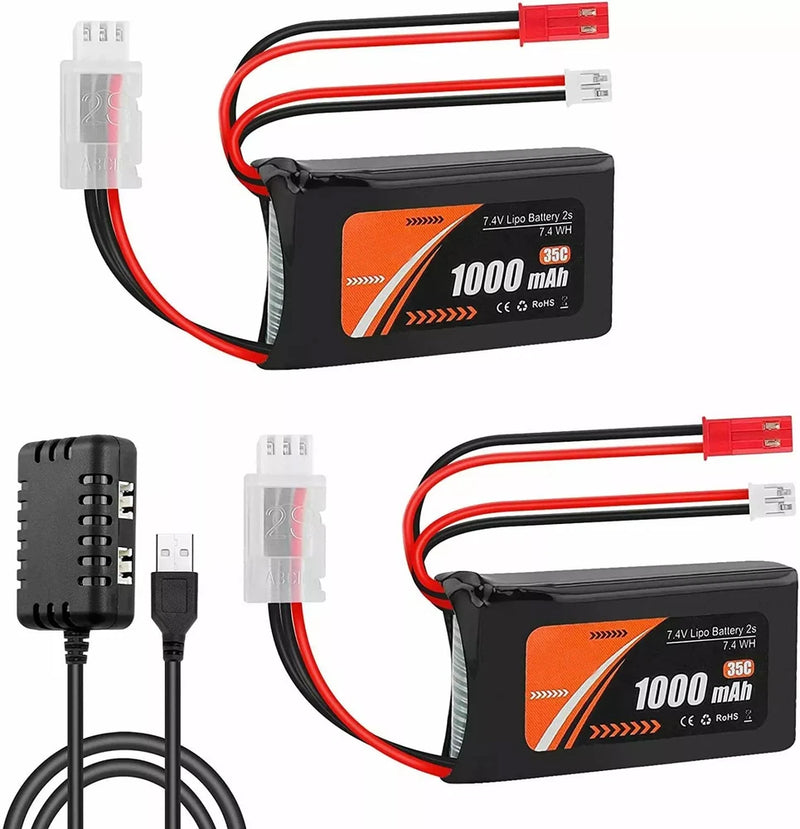 7.4V 1000mAh Lipo Battery for SCX24 Most 1/10 1/16 1/18 1/24 Scale RC Car Truck