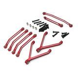 RC pull rod steering linkage set with red metal arms and mounting hardware