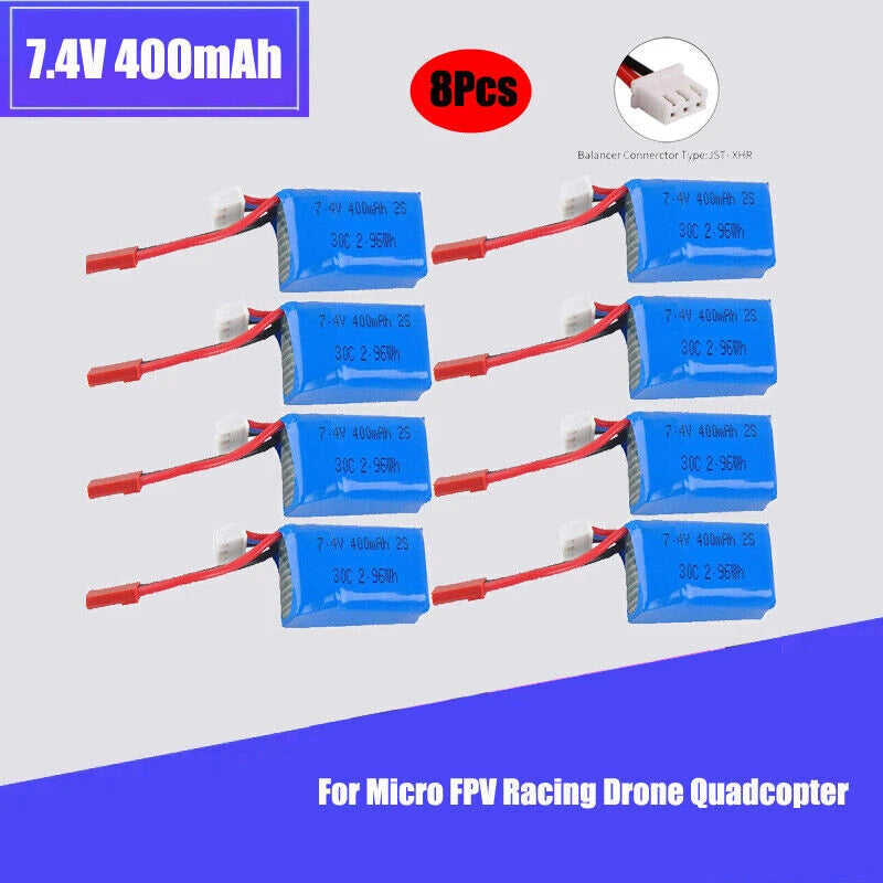 7.4V 400mAh 30C LiPo Battery JST Plug for Micro FPV Racing Drone Quadcopter toys