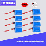 7.4V 400mAh 30C LiPo Battery JST Plug for Micro FPV Racing Drone Quadcopter toys