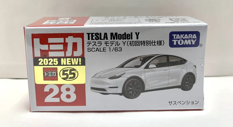 1:63 Tesla Model Y die-cast car in retail box