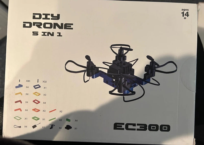 DIY Drone 5 in 1 drone kit box with illustrated quadcopter