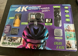 Vivitar 4K Ultra HD Action Camera Kit Dual Screen with Wifi Bonus Battery, 64GB