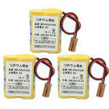 Three yellow 6V lithium battery packs with red/black leads and brown connector plug