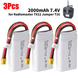3-pack 7.4V 2000mAh LiPo battery with XT30 connector, red and white casing
