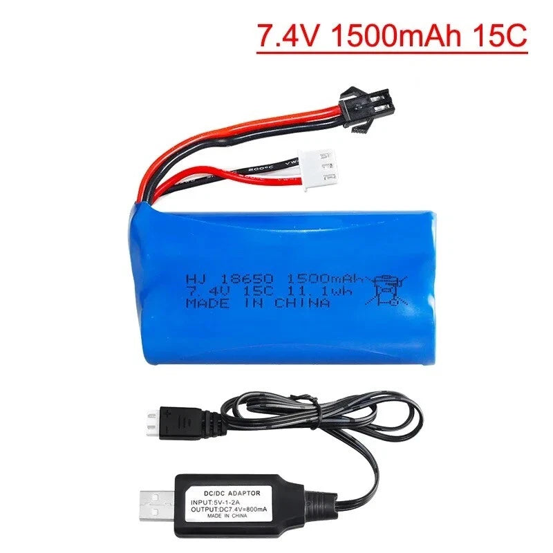 1PC 7.4V 1500mAh 15C Li-ion Rechargeable Battery SM2P Plug for RC Car Boat Truck