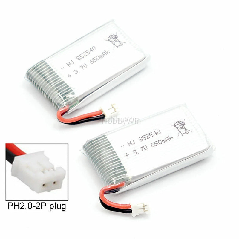 2¡Á 3.7V 650mAh 25C Li-po Battery PH2.0 plug for FPV Drone Quadcopter RC Airplane