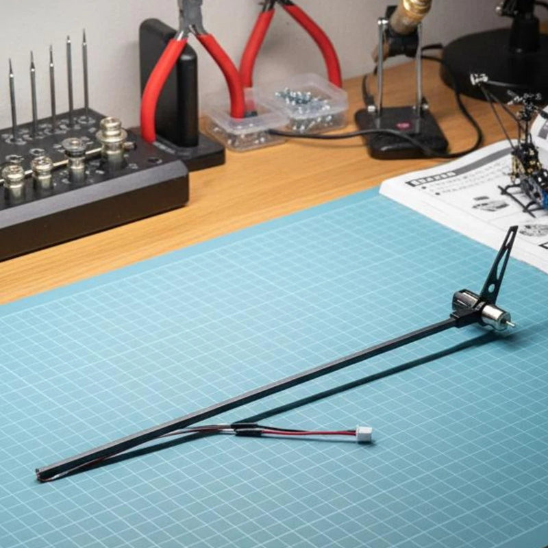 RC helicopter tail boom with cable and connector, black
