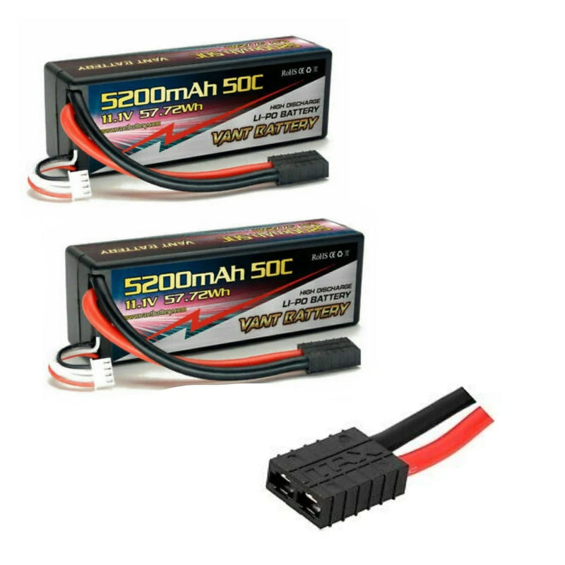2X VANT 3S  5200mAh 50C Lipo Battery FITS  TRAXXAS PLUG HARDCASE RUSTLER SLASH