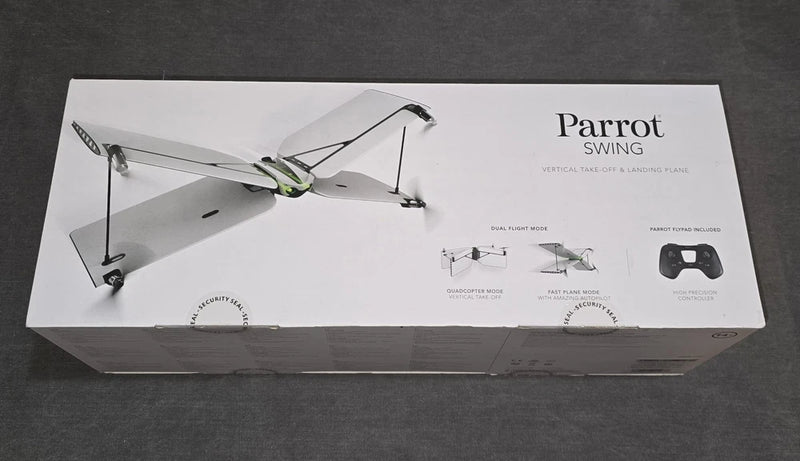 Parrot Swing vertical-plane drone in retail box with diagram and remote controller