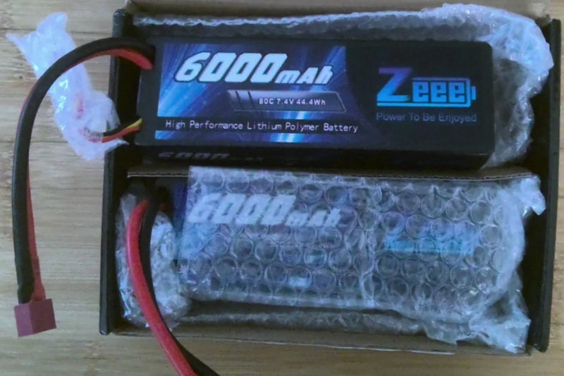 6000mAh 80C Lipo Battery 7.4V Hard Case for RC Cars, Airplanes, Boats Battery
