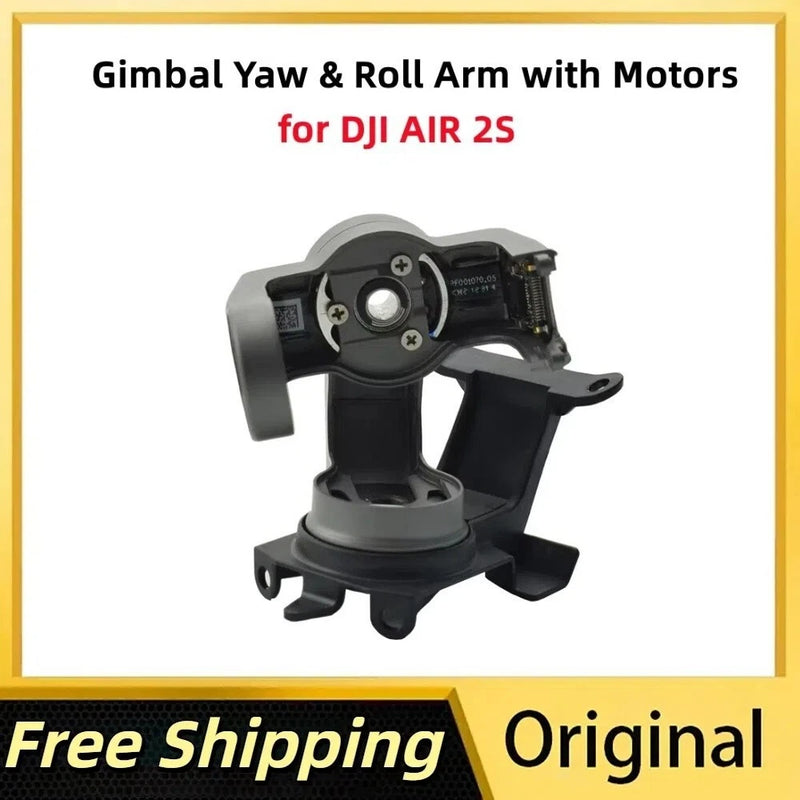 DJI AIR 2S gimbal yaw and roll arm motor assembly with bracket, black and gray