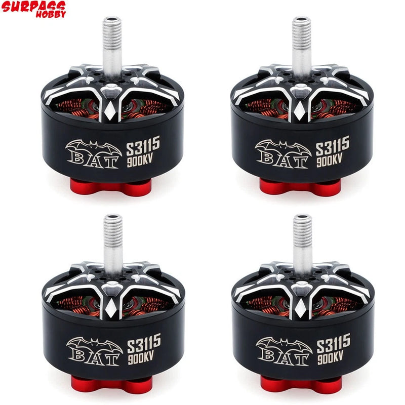 Set of four S3115 900KV brushless RC drone motors with red mounts