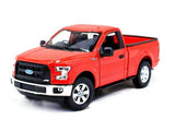 2015 Ford F150 Regular Cab Pickup - Red 1:24 Scale Diecast Model - Welly 24063RD