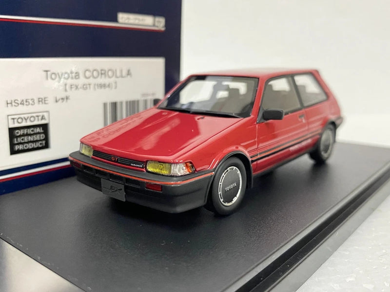 Red Toyota Corolla FX-GT 1984 JDM model car resin, front 3/4 view