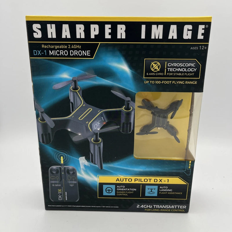 Rechargeable 2.4GHz micro drone retail box with DX-1 and auto pilot DX-1 text