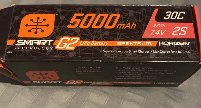 Spektrum 5000mAh 2S 7.4V Smart Battery G2 30C IC3 (SPMX52S30H3) Battery