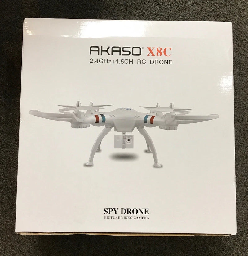 RC drone box for Akaso X8C, showing quadcopter illustration and camera label