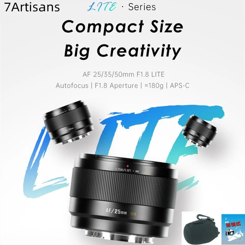 7artisans 25mm 35mm 50mm F1.8 Auto Focus Bokeh Lens for Sony E Fujifilm X Camera