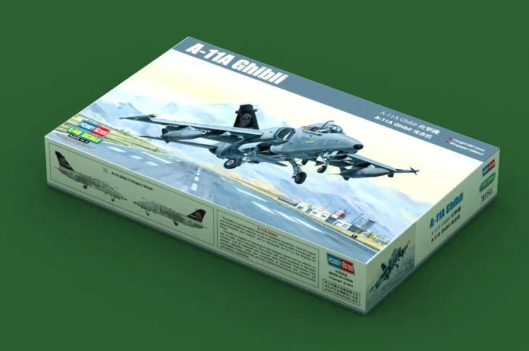Hobbyboss A-11A Ghibli 1/48 aircraft model kit box with printed plane artwork