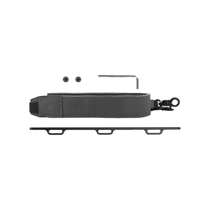 Drone controller strap with adjustable band and metal mounting bracket