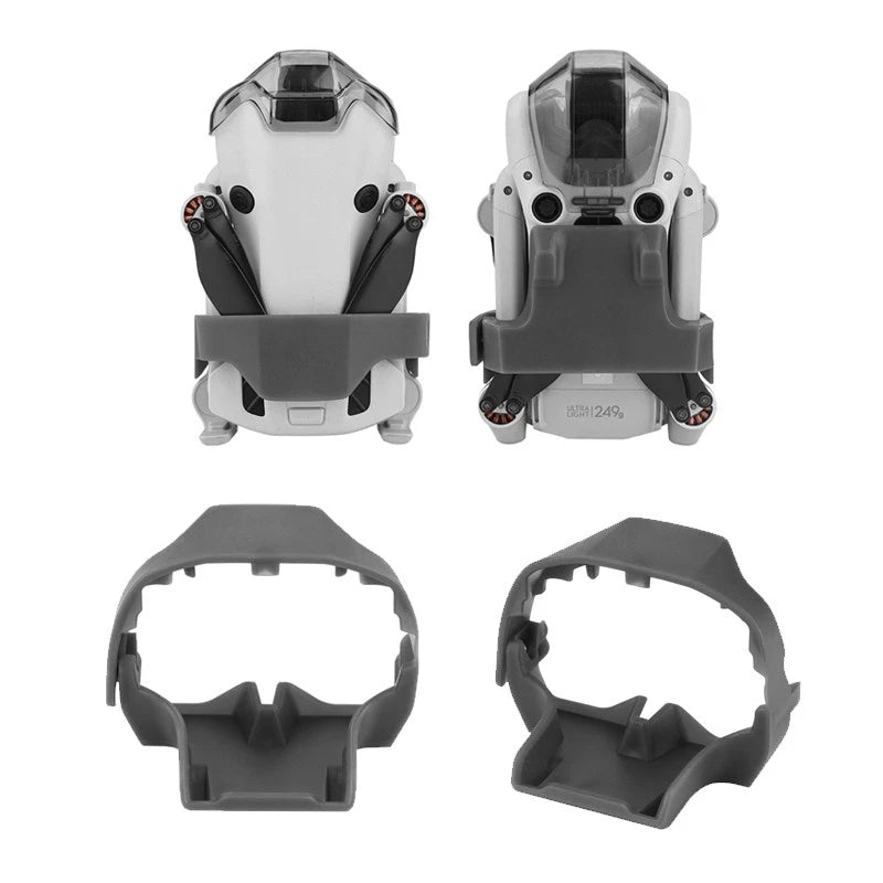 Drone propeller holder stabilizer frame, gray and black, multi-part accessory