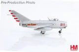 Hobby Master 1:72 MIG-15bis jet model, gray with red tail stripe and 811 markings