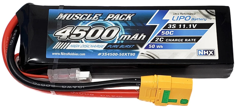 NHX Muscle Pack 3S 11.1V 4500mAh 50C Lipo Battery w/ XT90 Connector Battery