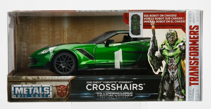 JADA TRANSFORMERS 2016 CHEVROLET CORVETTE CROSSHAIRS GREEN 1:24 DIECAST MODEL 97