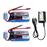 2PCS 7.4V 1200mAh 35C Lipo Battery for 1:10 1:16 1:18 1:24 Scale RC Racing Truck