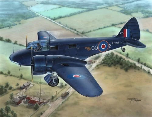 1/48 scale navy Airspeed Oxford model aircraft with nose single propeller