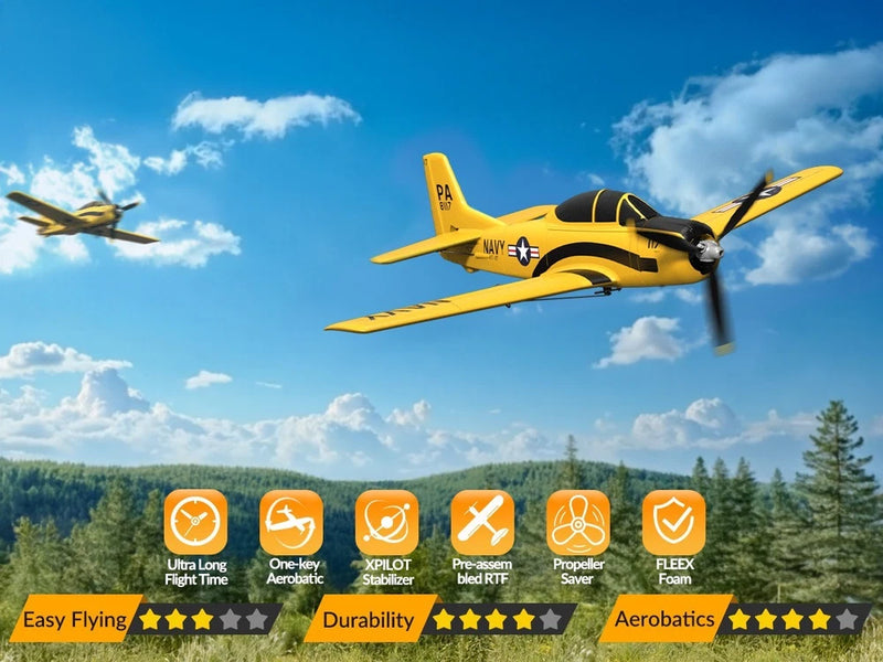Volantex US Navy T28 Fighter RC Airplane 2.4G 4-CH Radio Remote 6-Axis Gyro RTF