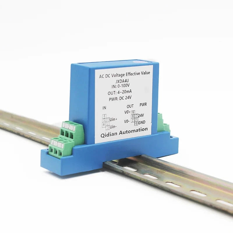 DC Voltage Transmitter Hall Sensor 0-1000V Input 4-20mA 0-10V DIN Rail 24V