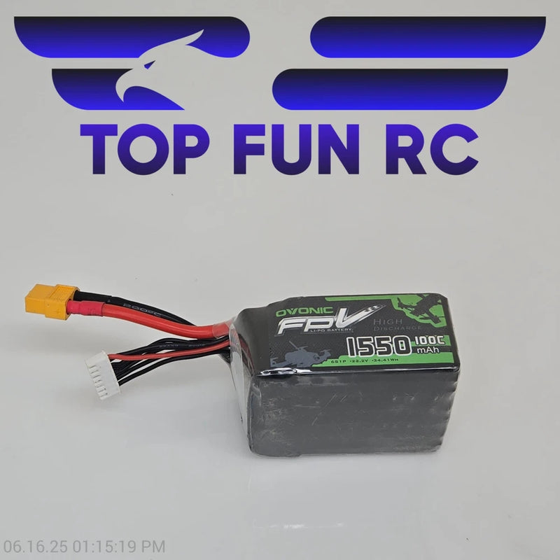 Ovonic 1550MAH 6S 22.2V 100C Lipo Battery All Cells Balanced