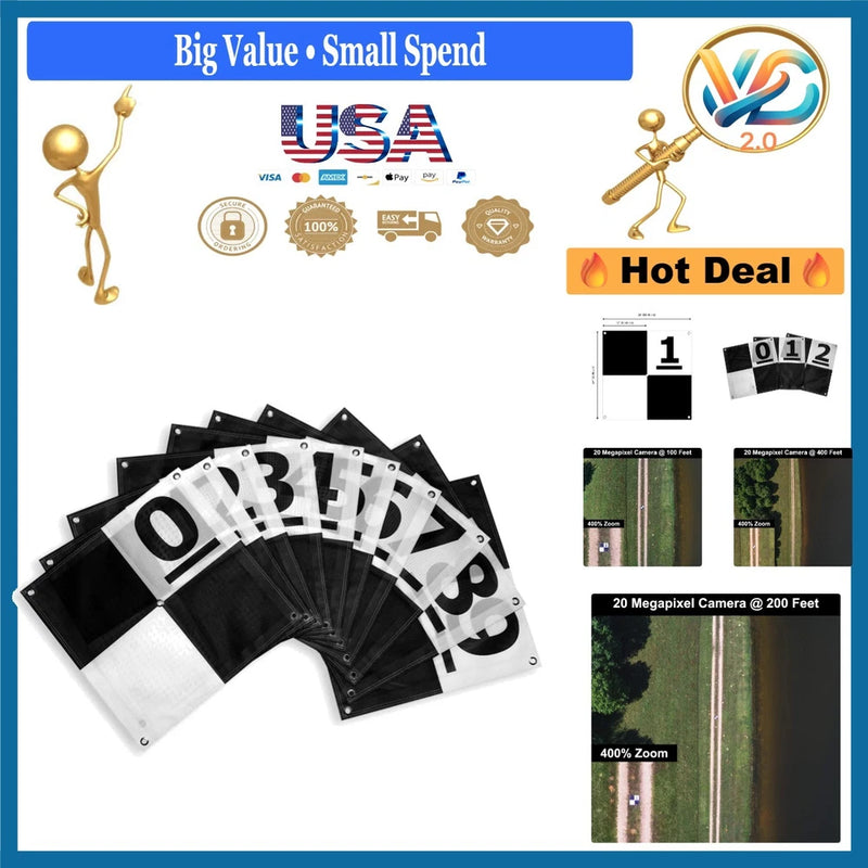 10 Pack Drone Ground Control Points GCPs for Mapping Surveying Black White 24x24