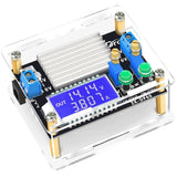 Adjustable voltage regulator module with blue LCD screen and cooling heatsink