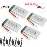 4x 3.7V 1800mah Lipo Battery XH2.54 Plug w/ USB Charger For RC Quadcopter Drone