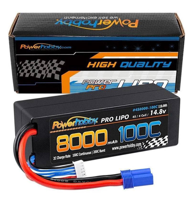 4S 14.8V 8000mAh 100C EC5 Hard Case Lipo Battery Powerhobby PHB4S8000100EC5 Battery