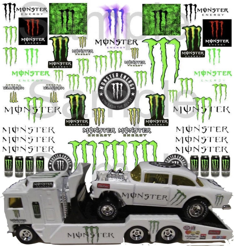 MONSTER 1:64, 1:43, 1:32, 1:24 WATER-SLIDE DECALS FOR HOT WHEELS model cars