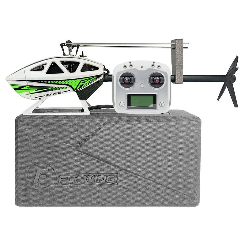 White and green RC helicopter toy drone with remote controller and LCD screen