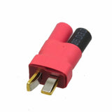 Red T-plug connector adapter with two exposed metal pins